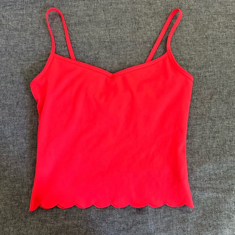 Lilly Pulitzer Luxletic Pink Red Scalloped Hem Workout Tank